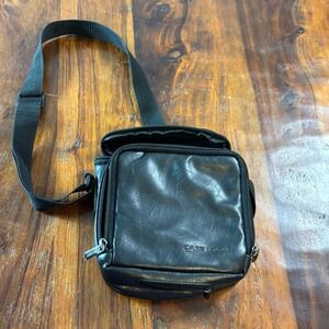 Case Logic Black Faux Leather Crossbody Tech Bag Small Travel Organizer Pouch